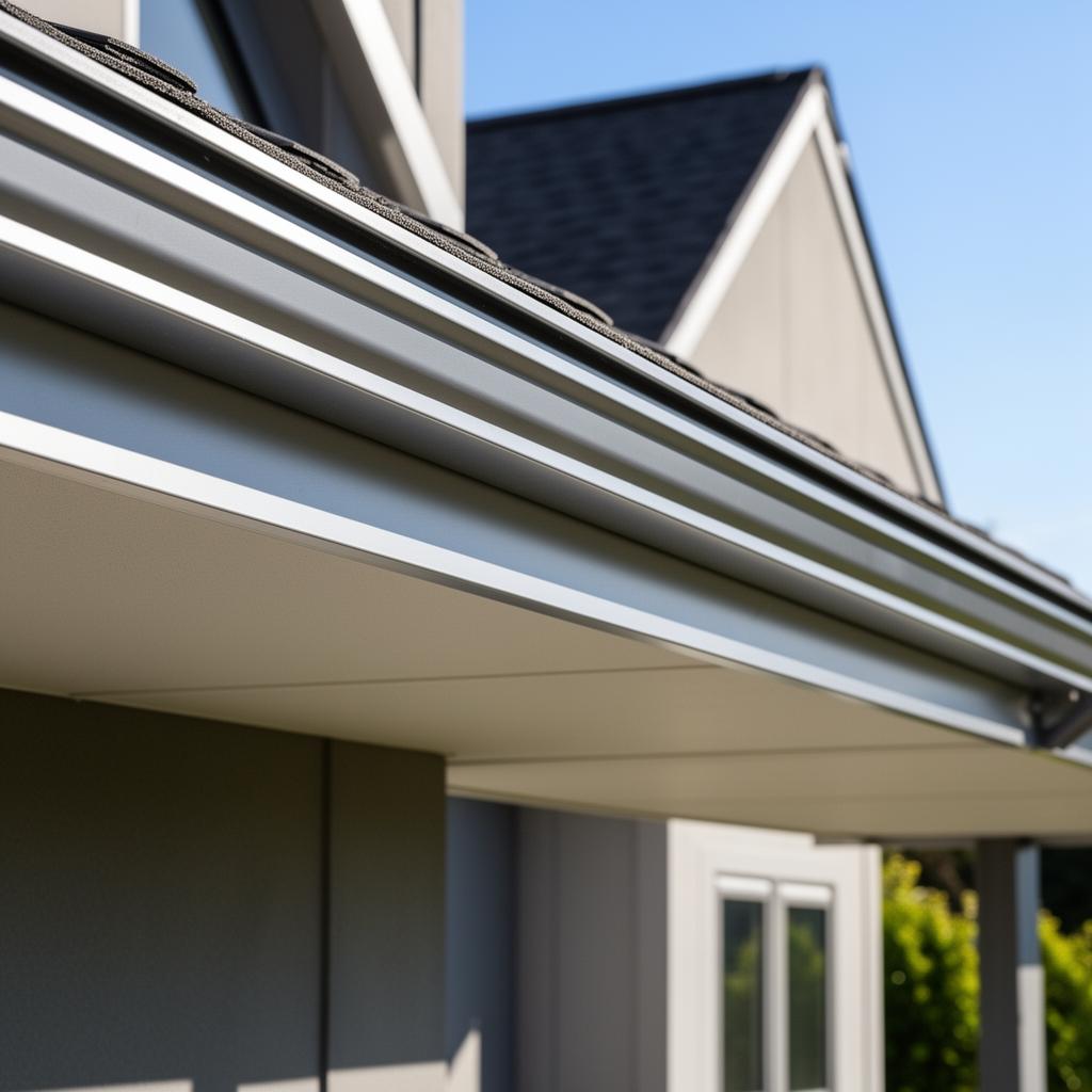 Seamless gutters, fabricated on-site.