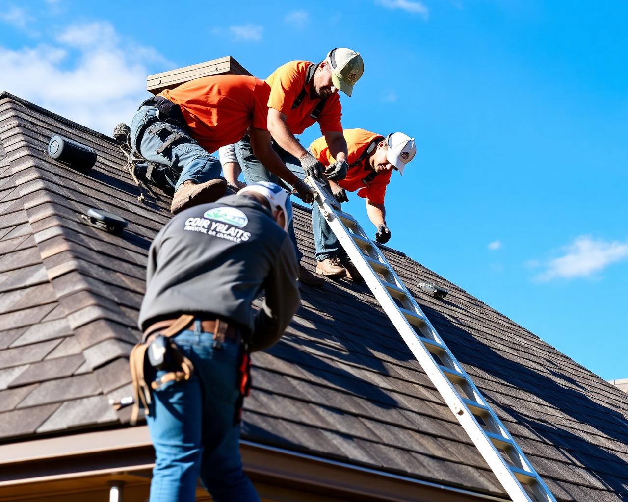 Sanchez Bros roofing crew at work
